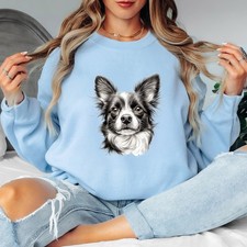 Papillon Dog Portrait Animals Womens Sweatshirt Graphic Pet Lover Jumper