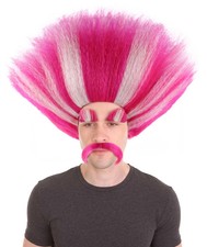 Troll King Wig with Eyebrows & Moustache – King Troll Halloween Cosplay Costume