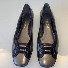 Van Dal Pewter and Black Leather Wedge Shoes Size 6.5 G