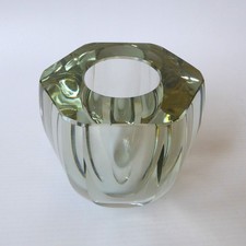 Strömbergshyttan mid century art glass vase, hexagonal Swedish 1960s modernist