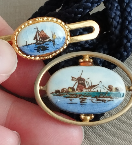 Vtg hand painted - painted, porcelain