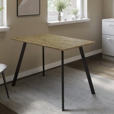 4-6 Person Large Wood Dining Table Metal Legs Kitchen Breakfast Dinner 75x110cm