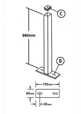 Metal POST Flat Top 50x50x960mm Bolt-Down Blank Galvanised fencing BP50X960ZP