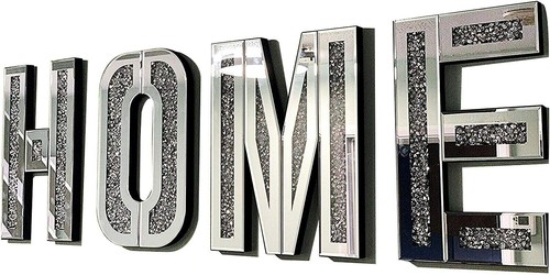 Home sign silver crushed - home,