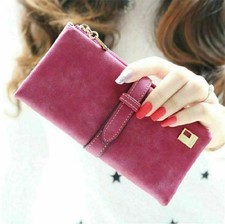 Womens Ladies  Leather Clutch Wallet Long Card Suede Holder Case Purse Handbag