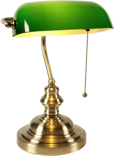 Green glass bankers desk - green, lamp