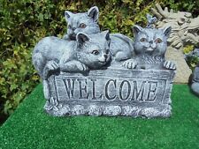 Welcome cats concrete garden