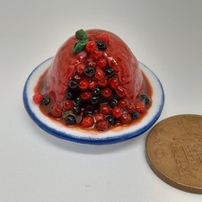 Miniature Summer Fruit Pudding – 1:12 Scale Dolls House Food - Handmade