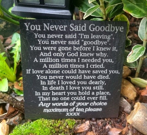 Goodbye memorial plaque best