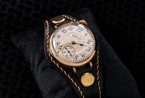 1913 elgin trench watch rose - watch,