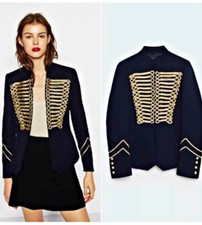 New ZARA NAVY BLUE MILITARY