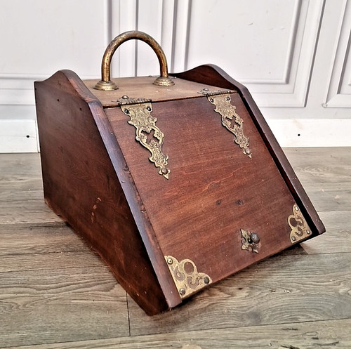 Antique coal scuttle - coal,