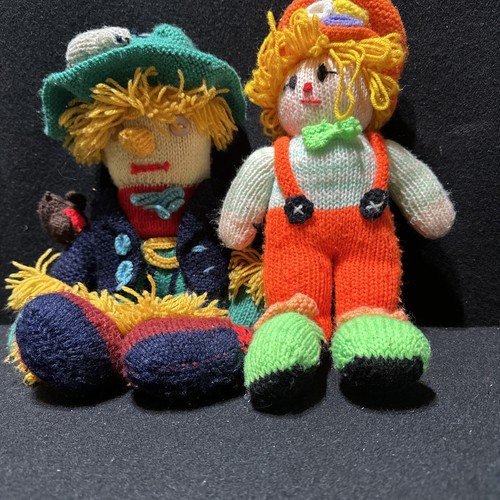 Hand knitted scarecrows unique - knitted,
