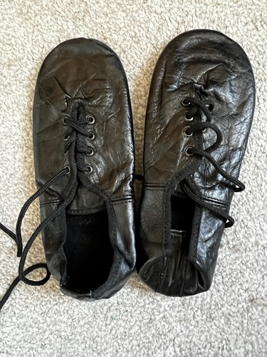 Girls black leather lace - black, up