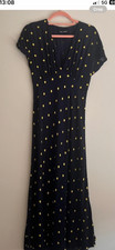 zara navy dress with yellow spots, size M .