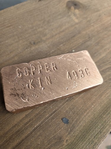 Hand poured copper bar - copper, 493g