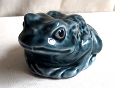 Frog Poole pottery small 7cm blue glazed vintage glossy amphibian animals mini