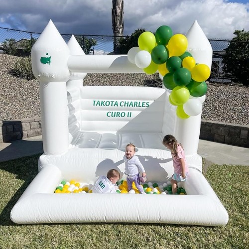 White mini bounce house - bounce,