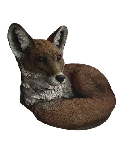 Red fox stone statue - red,