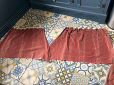 Vintage Pink Velvet Type Fabric Lined Caravan Curtains Popper Tops 63 cm Drop