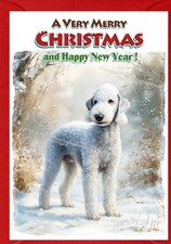 Bedlington Terrier Dog Christmas Card A6 (4"x 6")  (Blank inside) by Starprint