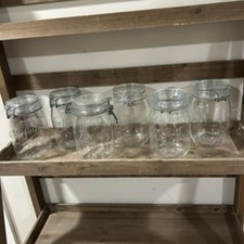 Lot (6) Vintage Canning Jars Glass Bail Wire Le Parfait Super France 32 oz Quart