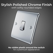 Electrical Single Wall Light Switch, 2 Way, Raised and Slim Profile, Round Edges