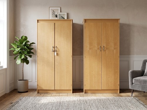 Pair pine wardrobes - wardrobes, one
