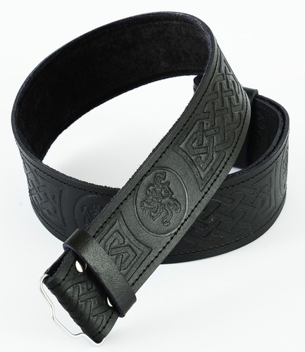 Celtic embossed leather kilt - leather,