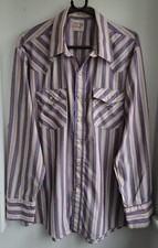 Vintage Saddle King Striped Western Cowboy Shirt  Snaps 51"-129.5cm XL (89WR)