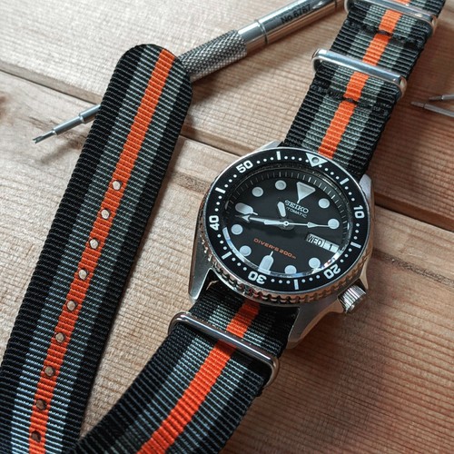 Orange stripe black - orange, &