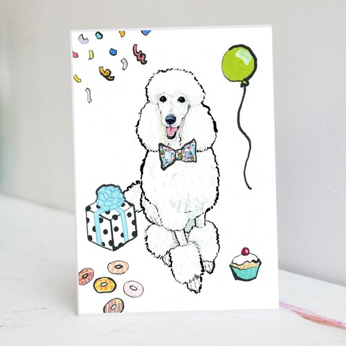 Poodle card birthday - poodle,