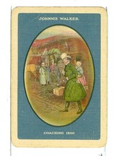 Single Vintage Wide Playing Card, "Johnie Walker Coaching 1820" Whiskey