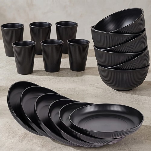18pcs round dinner set - set, wheat