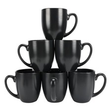 Set of 6 Black Coffee Mugs