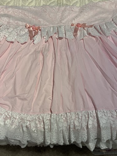 Vintage pink white lace ribbon - pink/white, lace/ribbon