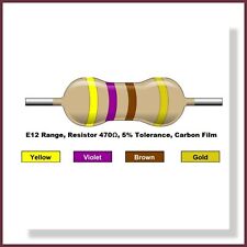 470 Ohm Resistors perfect for LED's to turn them into 12v Supply