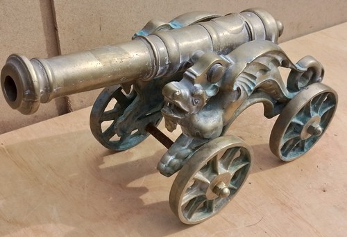 Vintage old antique brass gun - vintage,