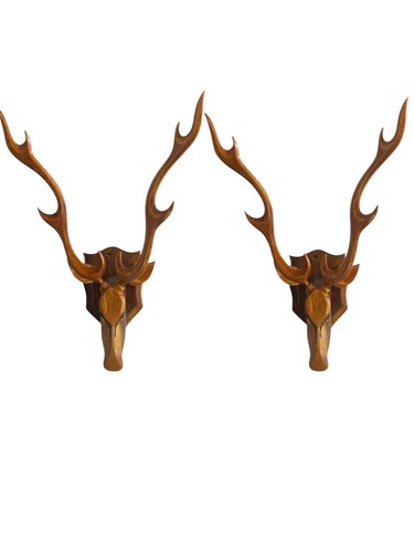 Pair wooden deer - wooden,