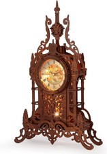 3D Wooden Tower Clock Puzzle with LED Light, DIY Home Decor Kit