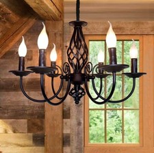 Farmhouse Pendant Light Wrought Iron Chandelier for Kitchen Dining Living Room