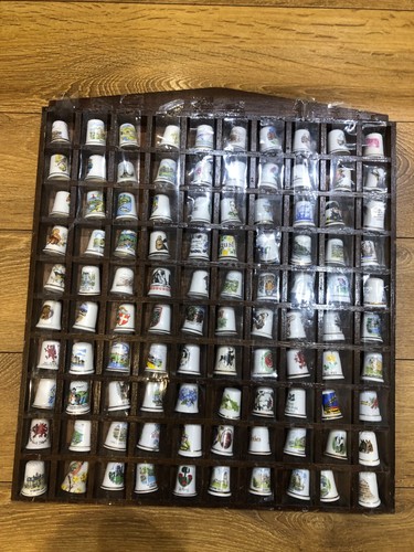 Wooden thimbles display case - wooden,