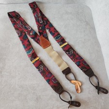 Brooks Brothers 1818 suspenders red silk paisley Golden Fleece button on braces