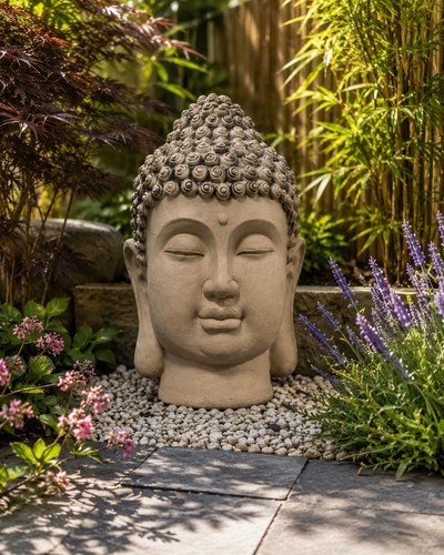 Large buddha head garden - large,