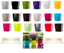 Plant Flower Pot Plastic 18 Colours 9 sizes Gloss Pots Planter Saucer Tray Deco