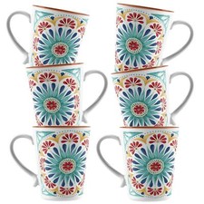 Purely Home Rio Medallion Melamine Outdoor Camping/BBQ/Garden Mugs x 6