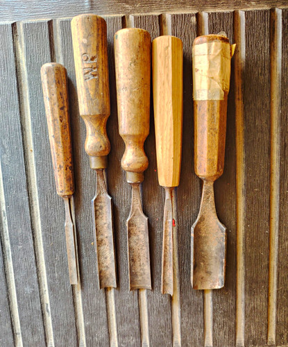 Vintage wooden carving chisels - vintage,