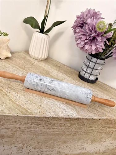 White marble 46cm rolling - white,