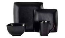 16pc Square Dinner Set Black