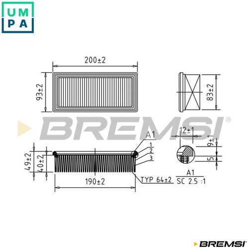 Air filter fa1594 - for, vw